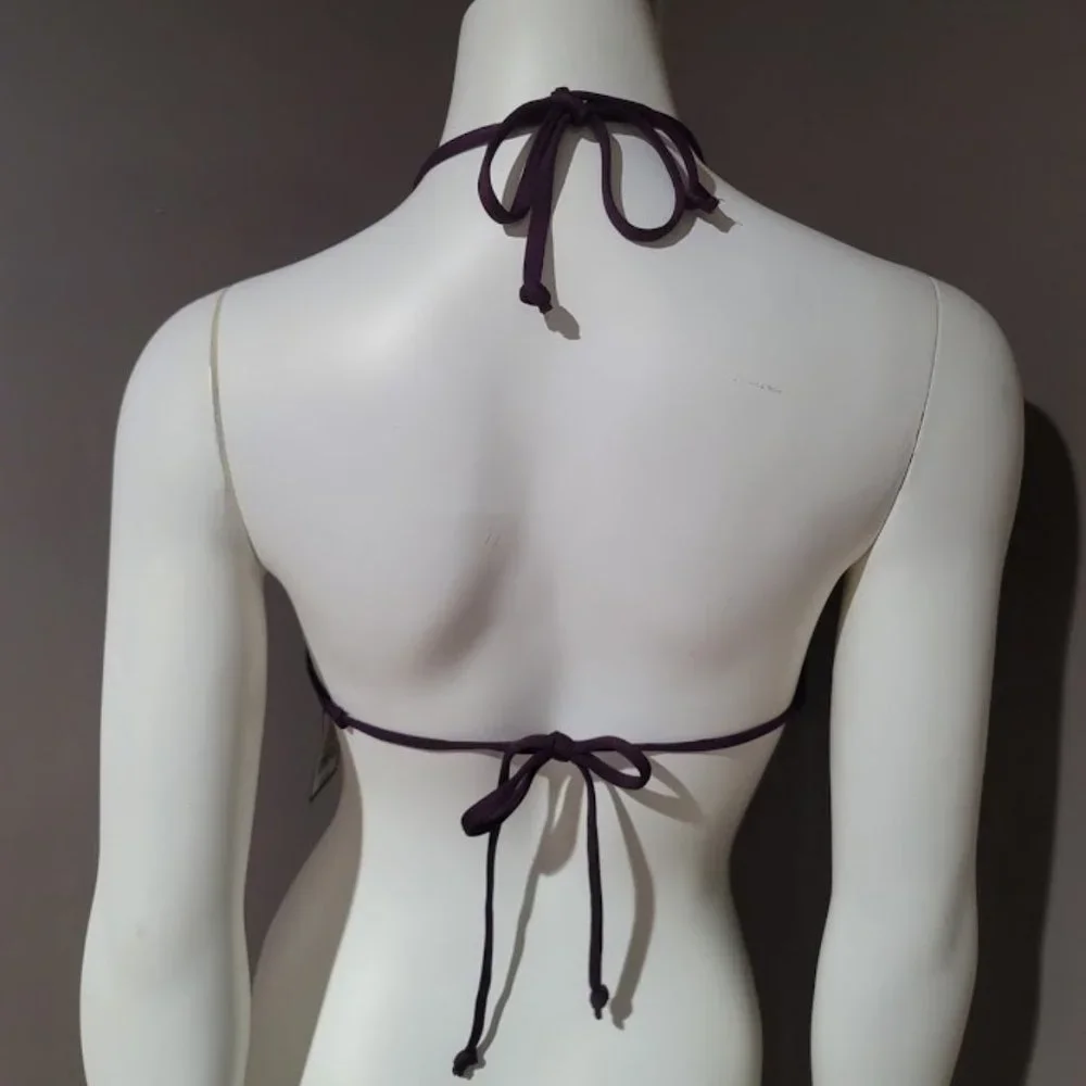 Mossimo Strappy Halter Bikini Top Deep Plum Purple - Picture 4 of 7